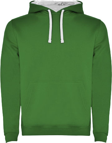 Sweat à capuche Homme 280gr à personnaliser Urban ROLY Vert kelly et Blanc